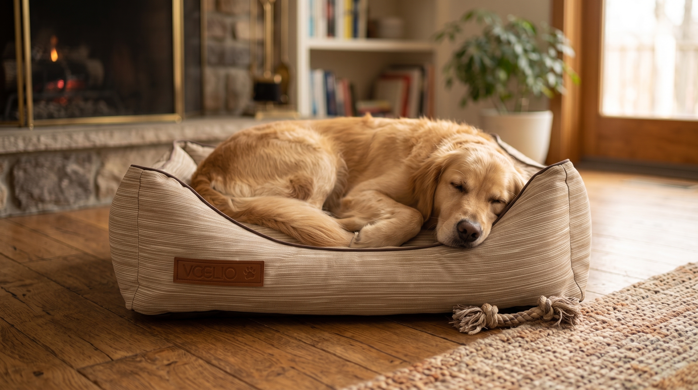 Voglio Pet Roma bed with a dog resting