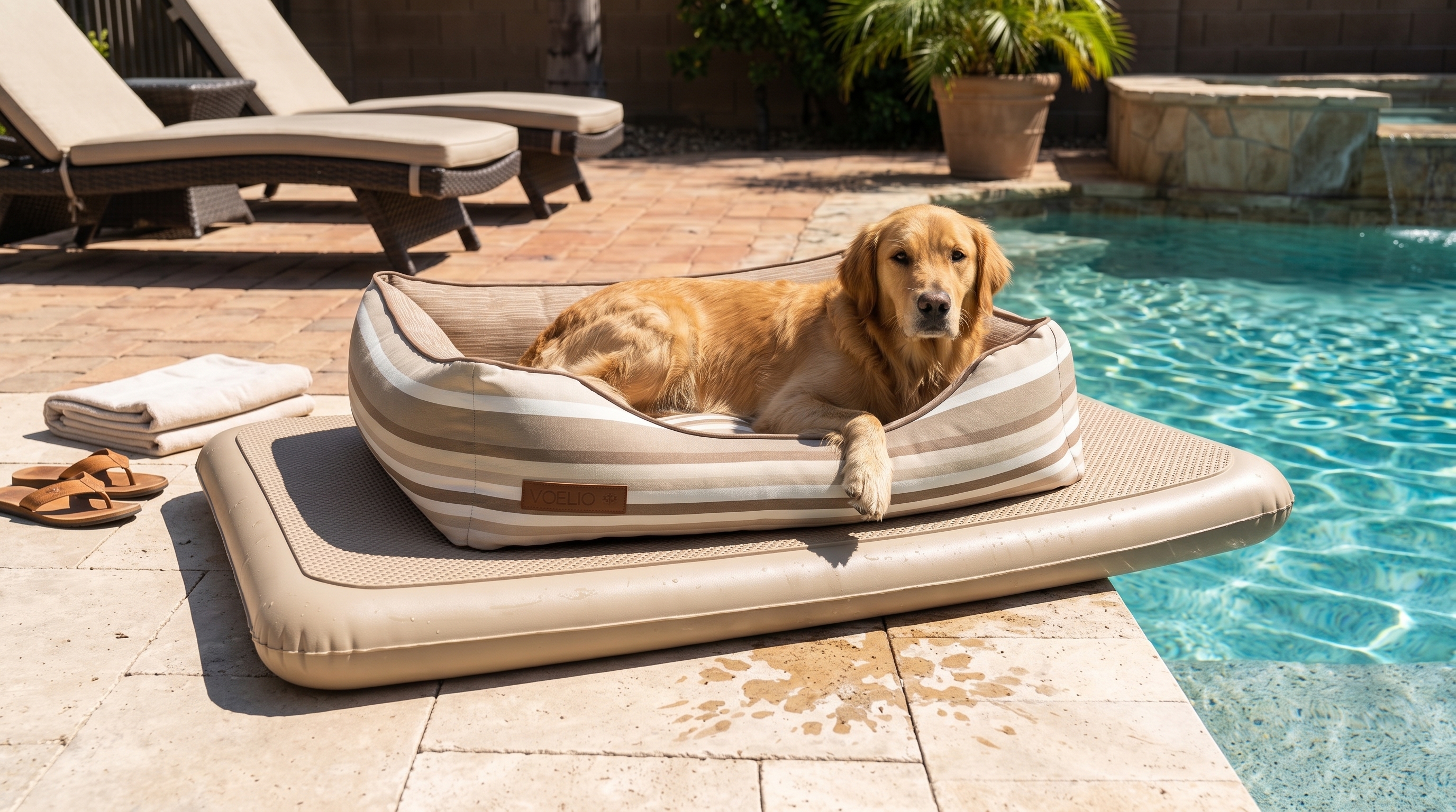 Voglio Pet Roma bed with a dog resting